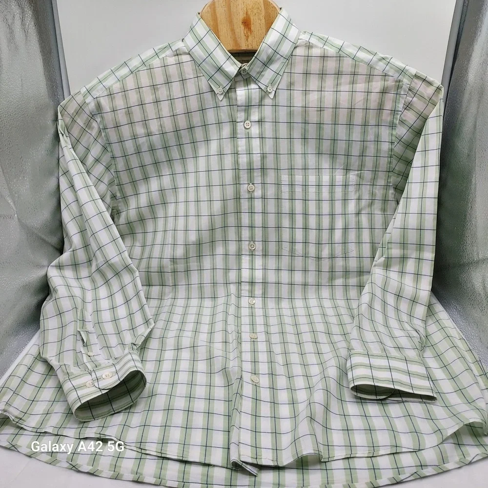 Banana Republic‎ Mens Classic Fit Button Down Shirt Green Plaid Long Sleeve M